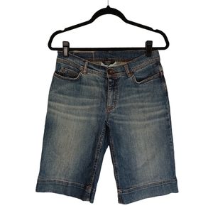 WEEKEND MAX MARA Floral Patch Blue Denim Bermuda Jean Shorts 8 (M)